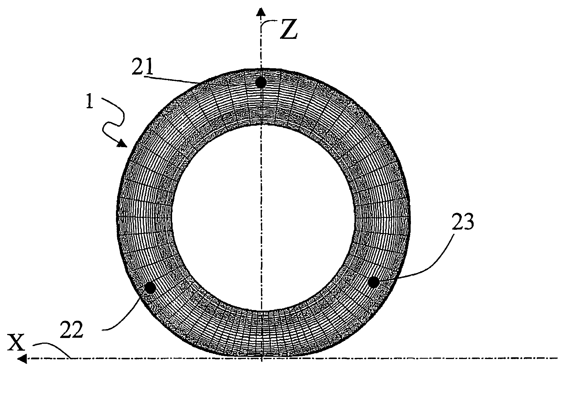 Tyre, wheel, method and system for monitoring the tyre, and method for controlling a vehicle