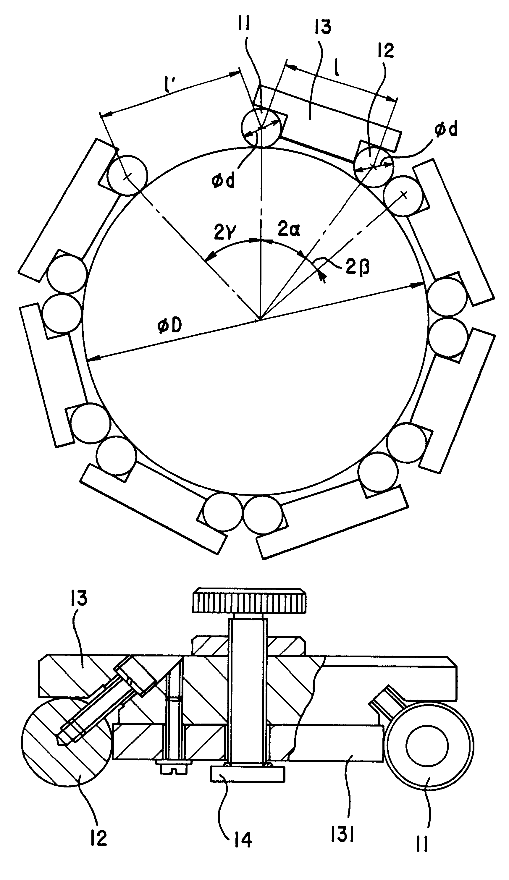 Gauge for measuring large diameter