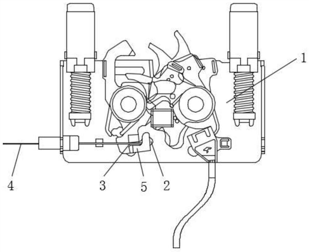 An anti-detachment structure for the cooperation of the lock cable of the front cover of the automobile