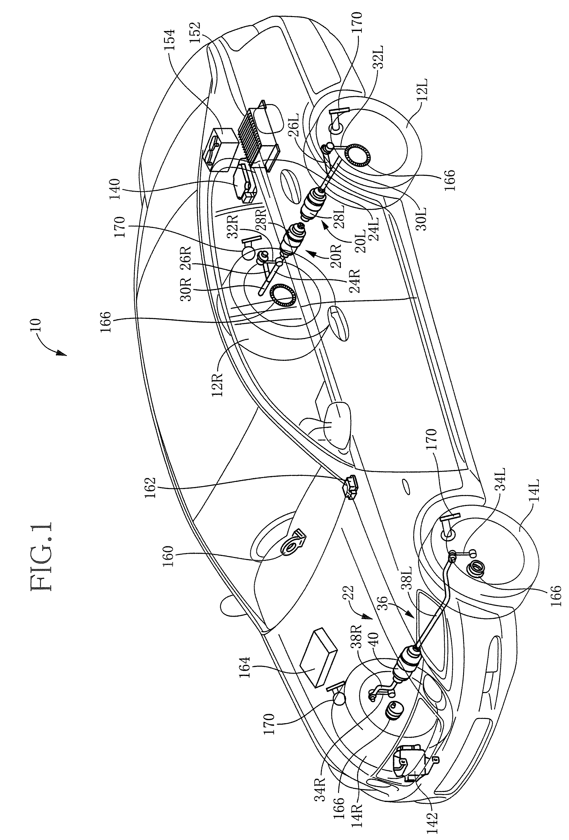 Device for changing distance between wheel and vehicle body, and system including the device