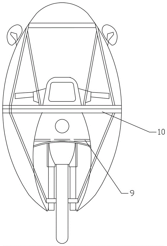 Independent safety frame for semi-closed shell of two-wheeled motor vehicle