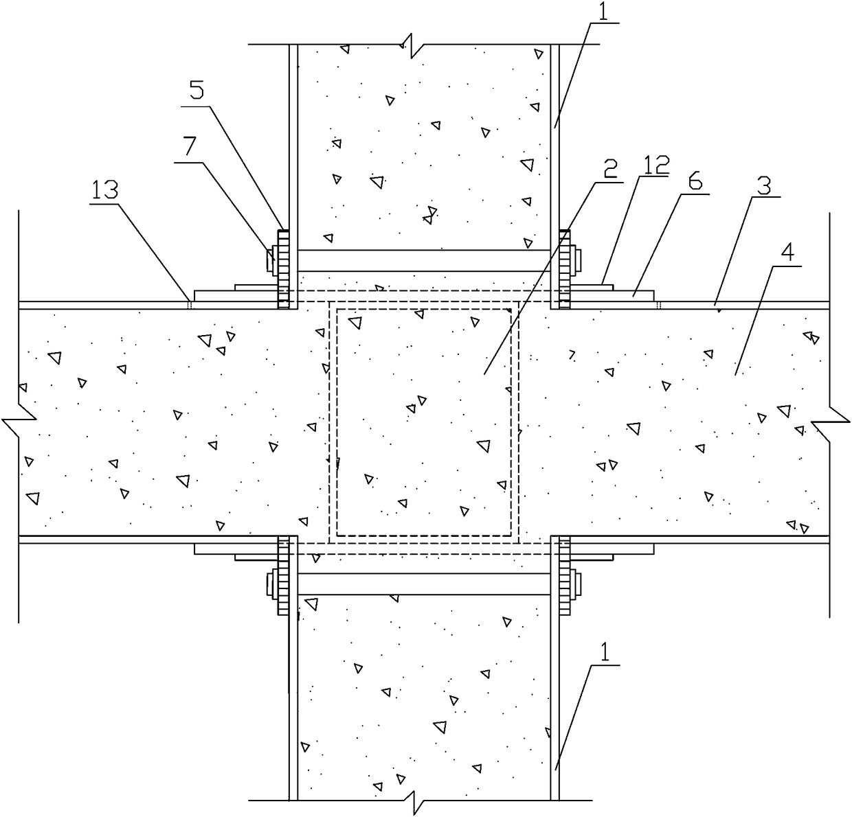 Concrete-filled steel tubular column-concrete-filled steel tubular beam joint connection structure