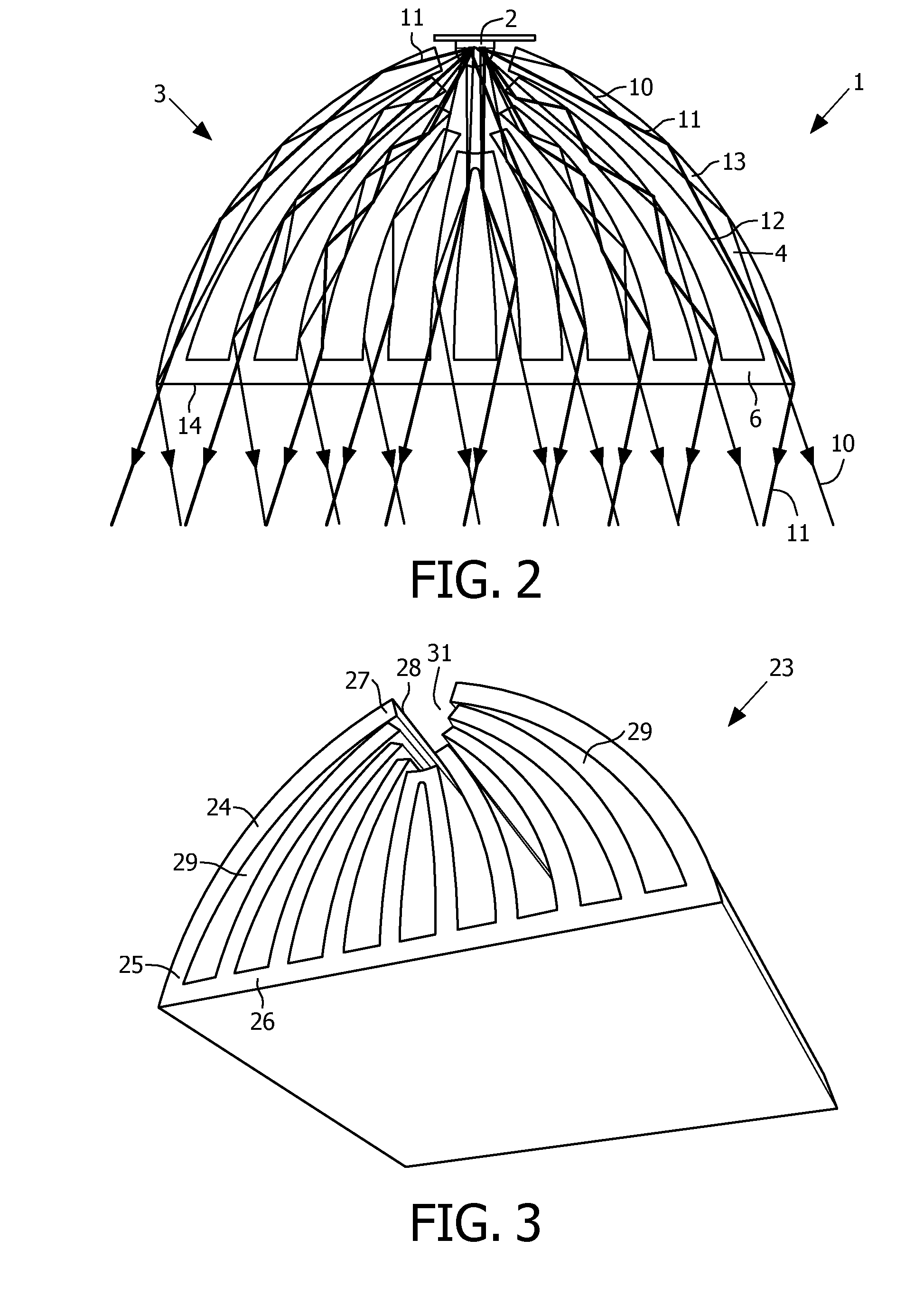 Lighting device having a lens including a plurality of interconnected elongated light-guiding elements