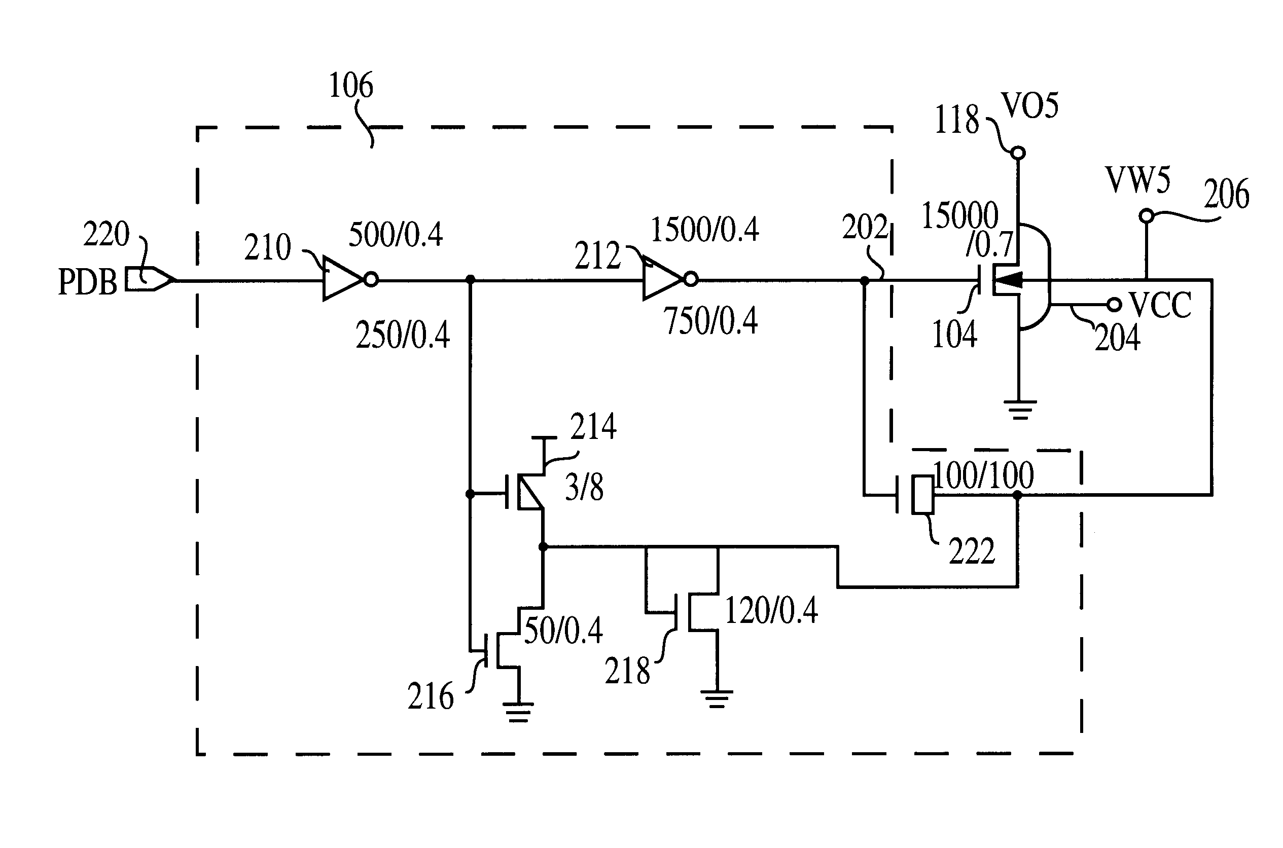 Use of biased high threshold voltage transistor to eliminate standby current in low voltage integrated circuits