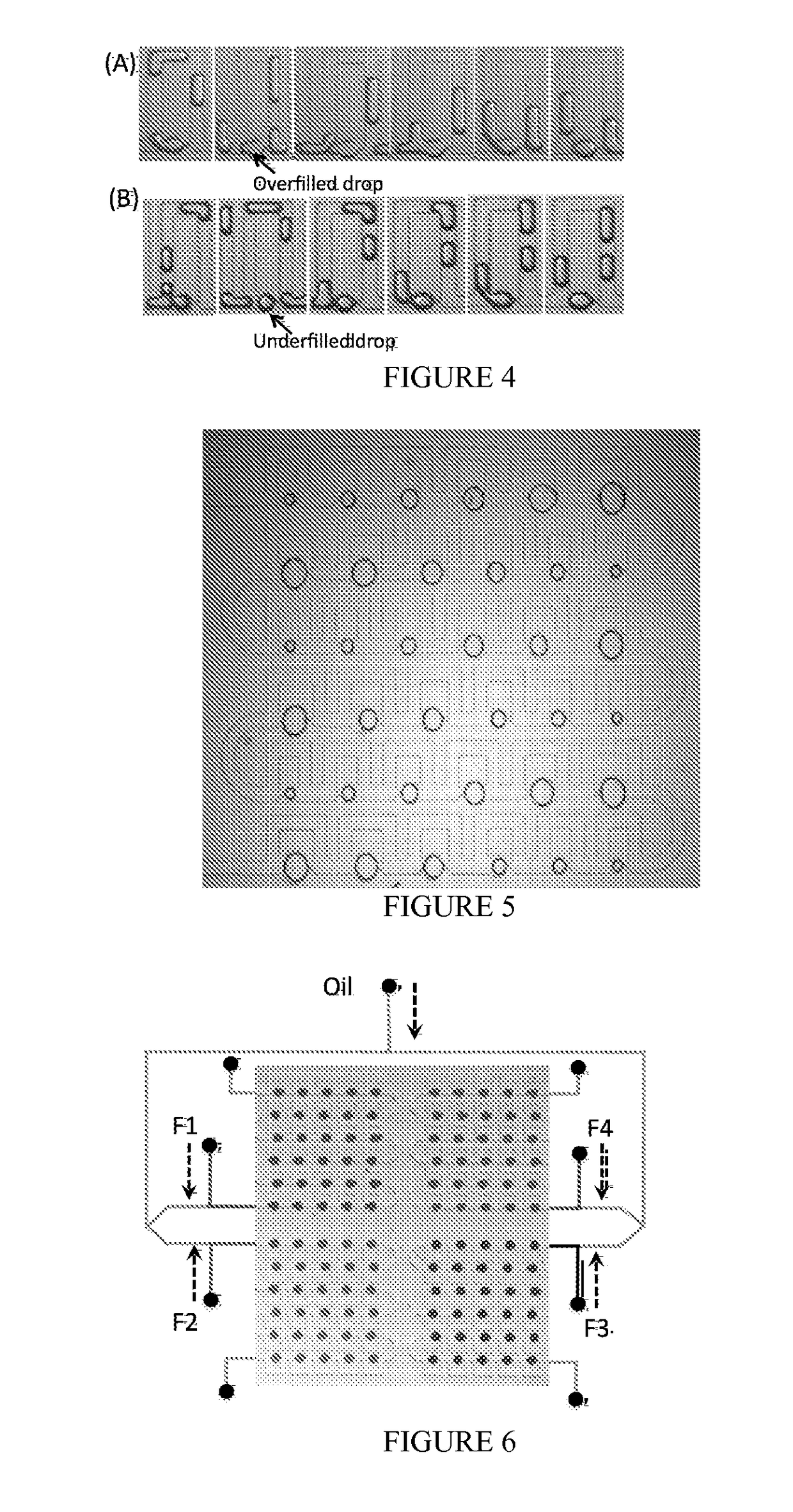 Methods and devices to control fluid volumes, reagent and particle concentration in arrays of microfluidic drops