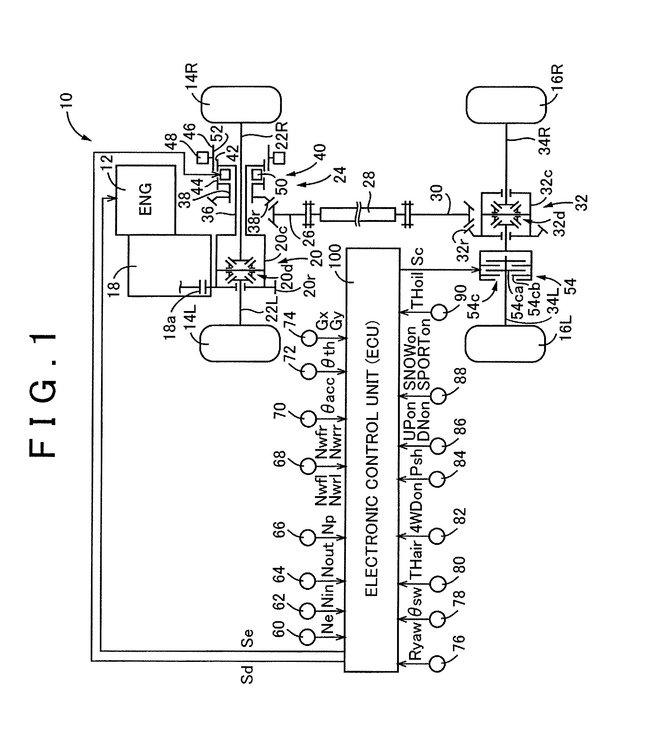 Control device for 4wd vehicle