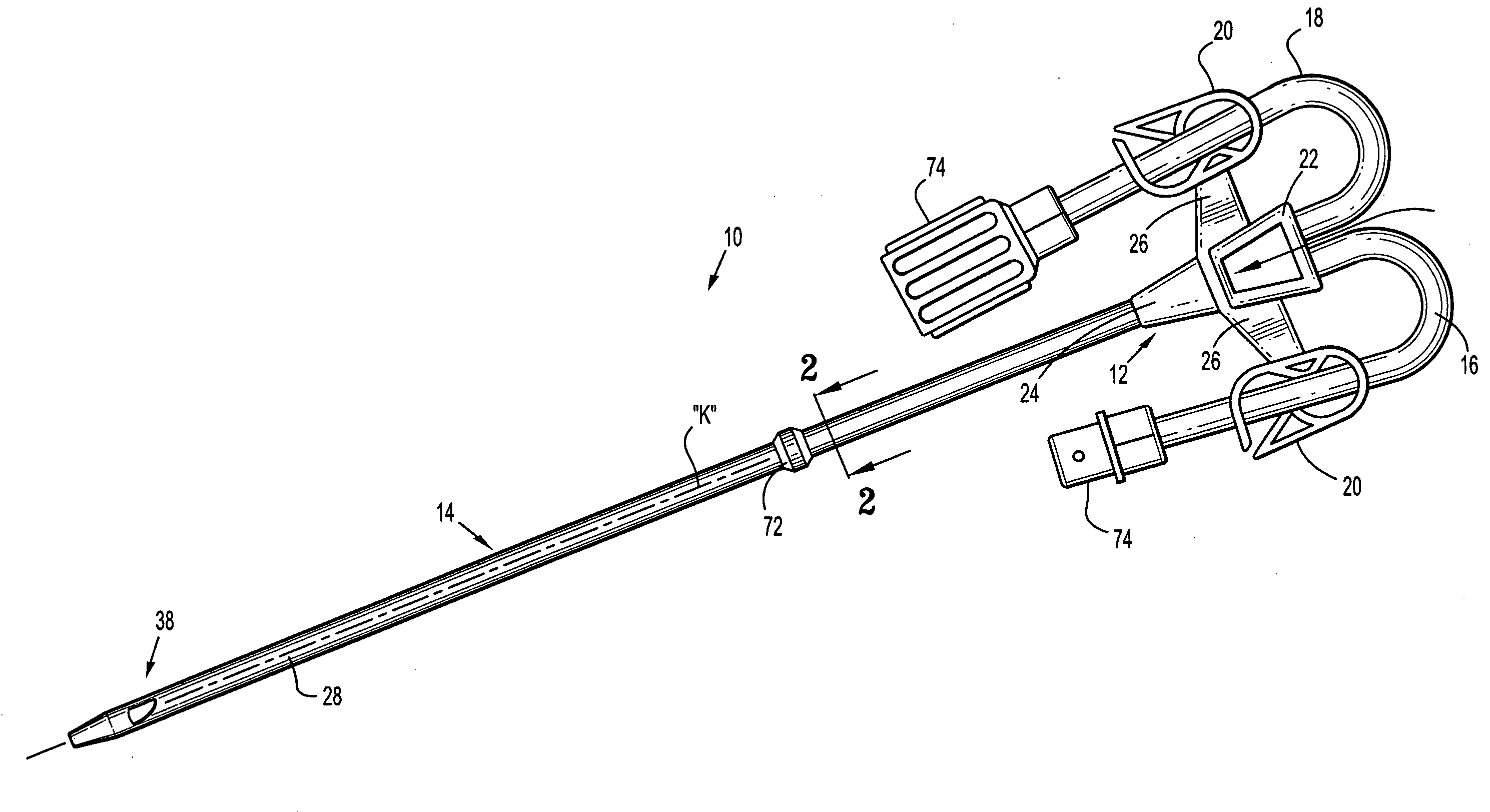 Acute hemodialysis catheter assembly