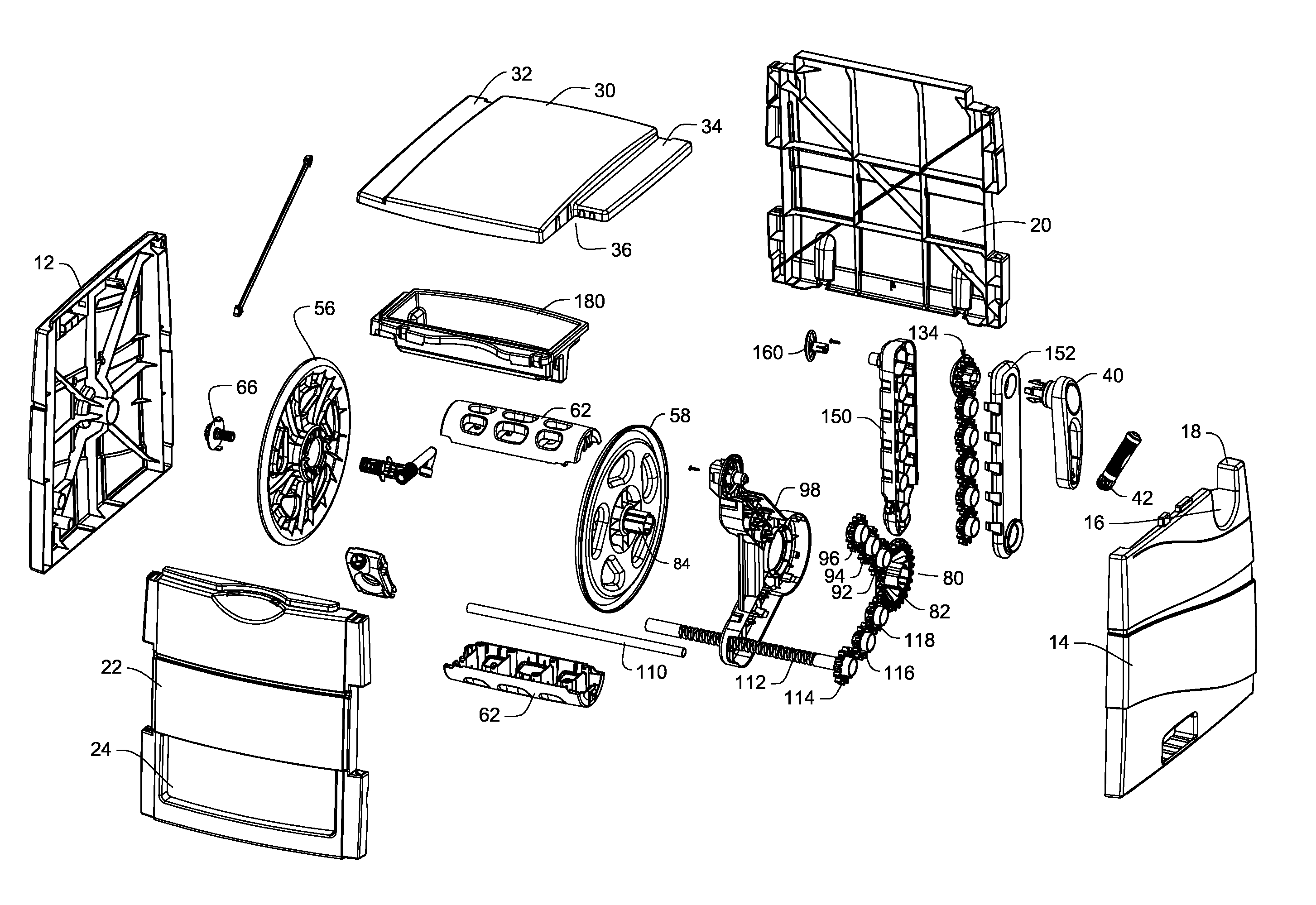 Hose reel cart with multi-position crank handle