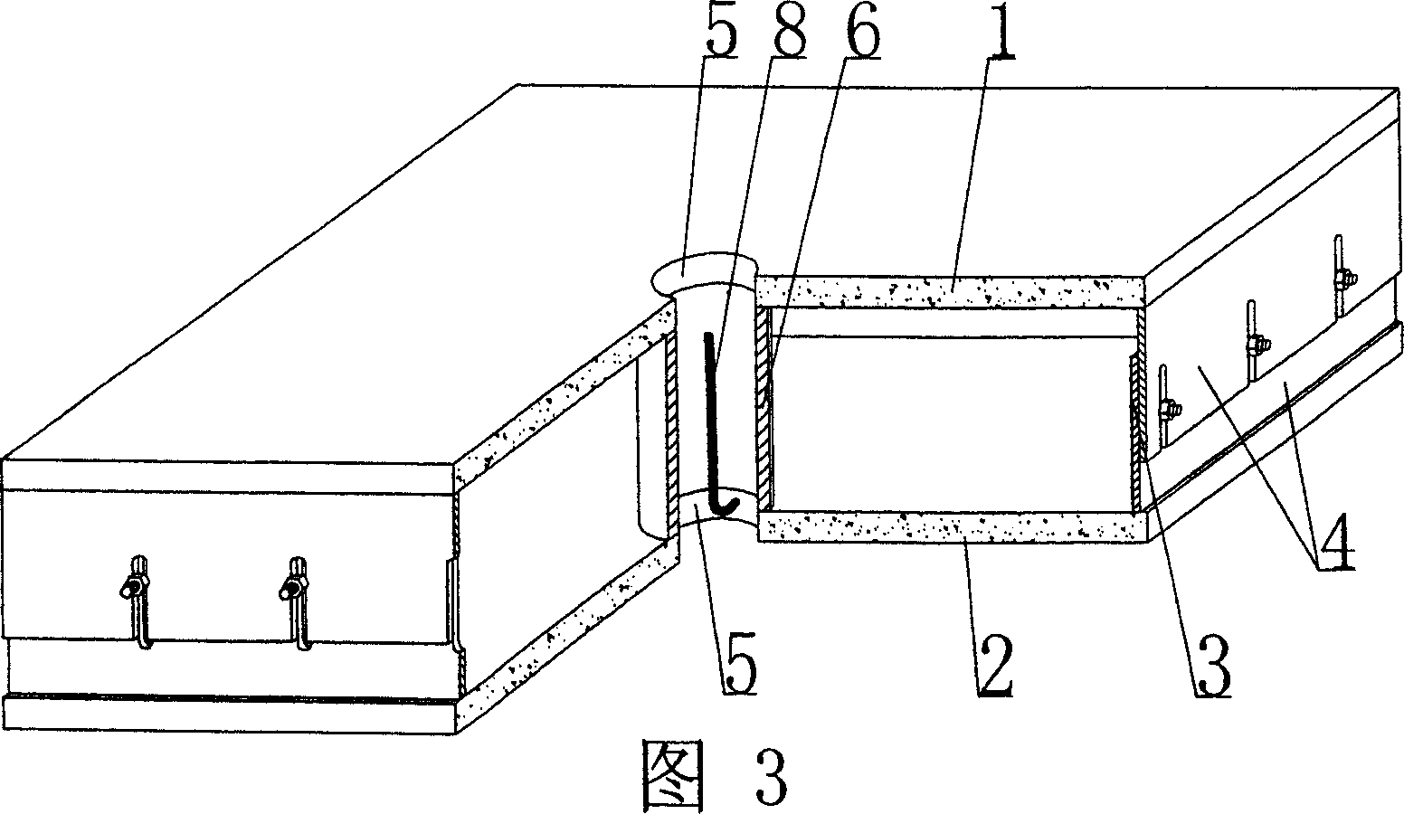 Sandwich member for concrete use