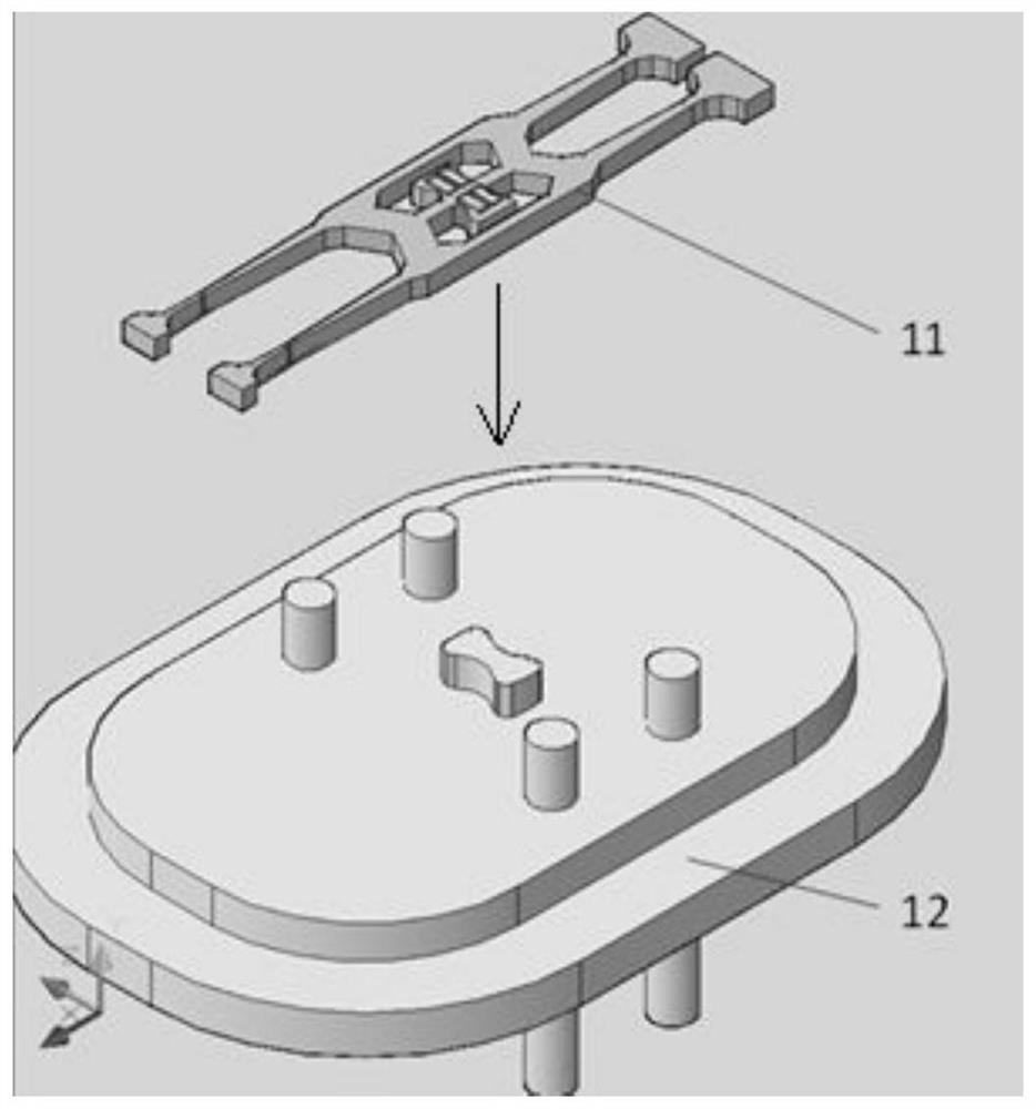 Quartz tuning fork sensitive structure on-chip testing device and method