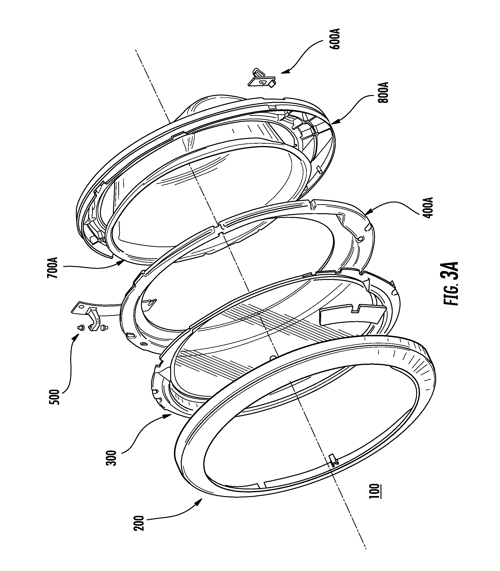 Inner ring having a funnel element for a household appliance door