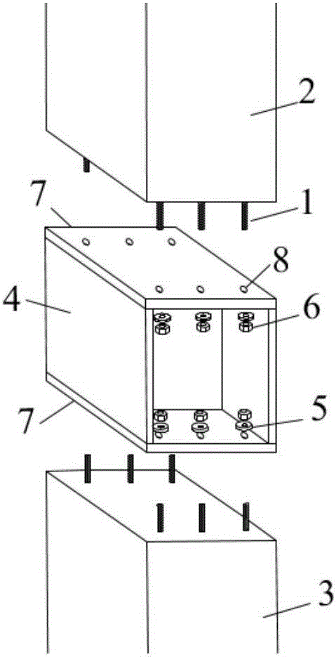 Detachable assembly type splicing node for reinforced concrete columns