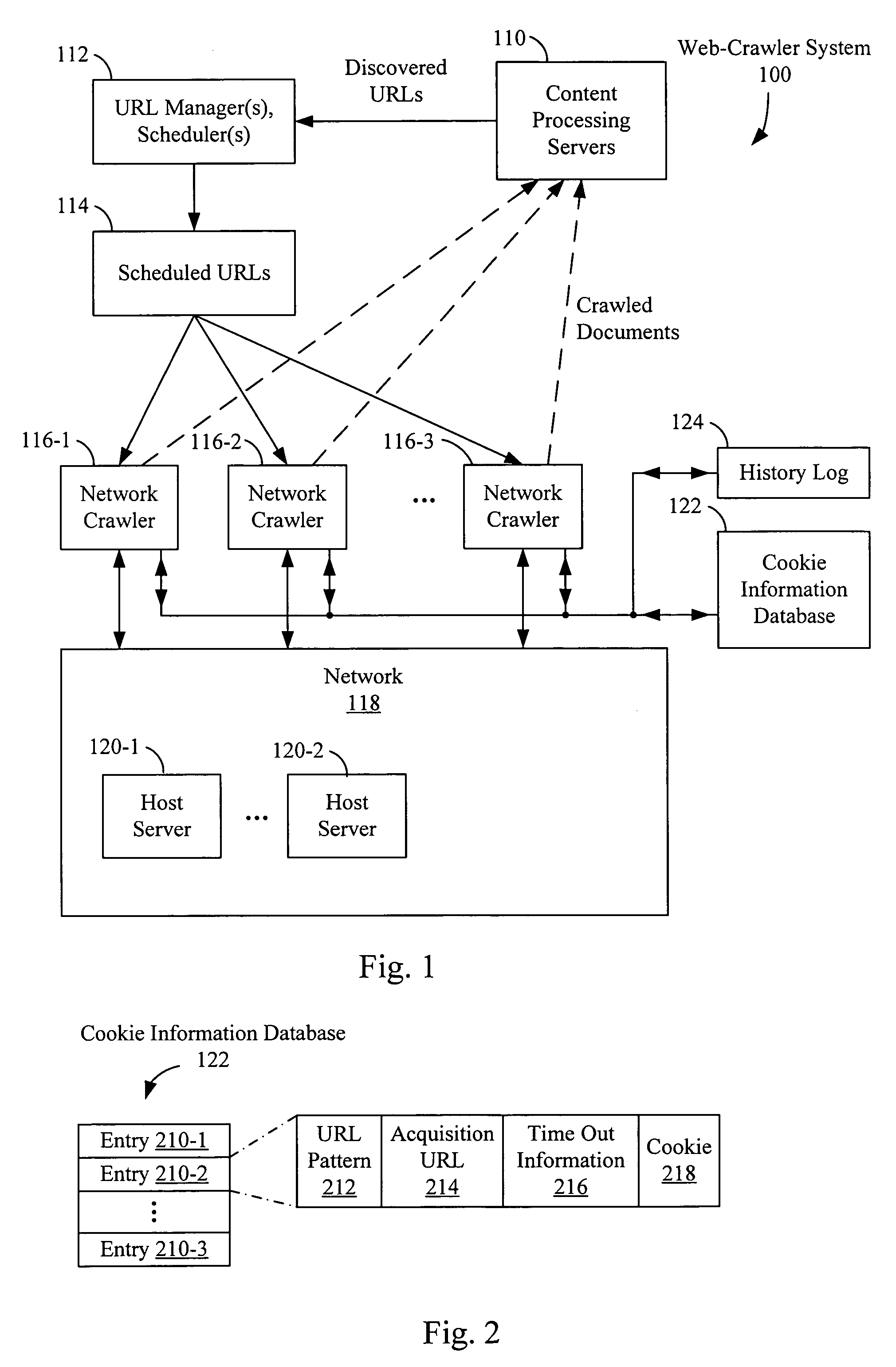 Search engine with multiple crawlers sharing cookies