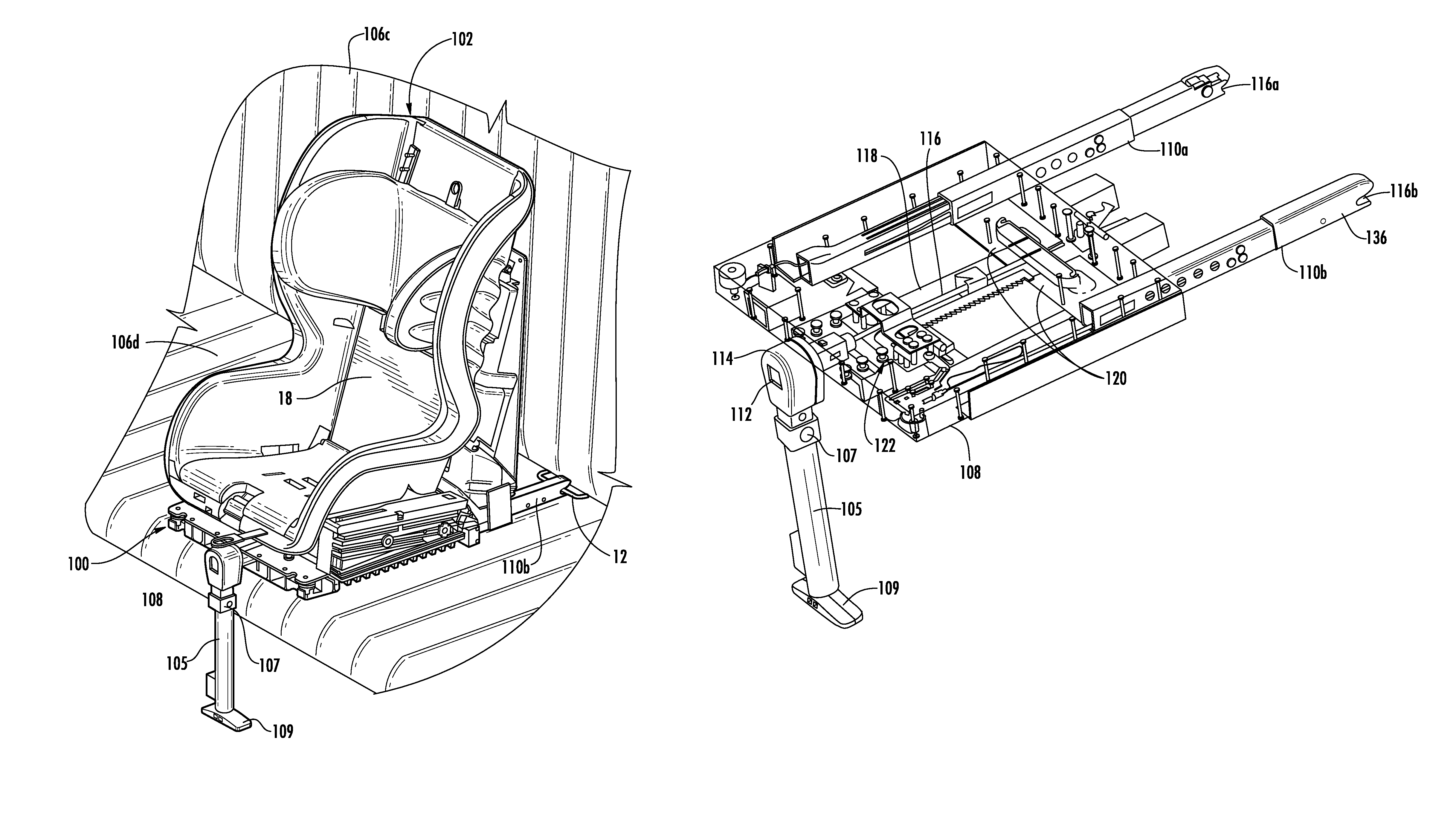 Coupling device for securing a child car seat to a vehicle