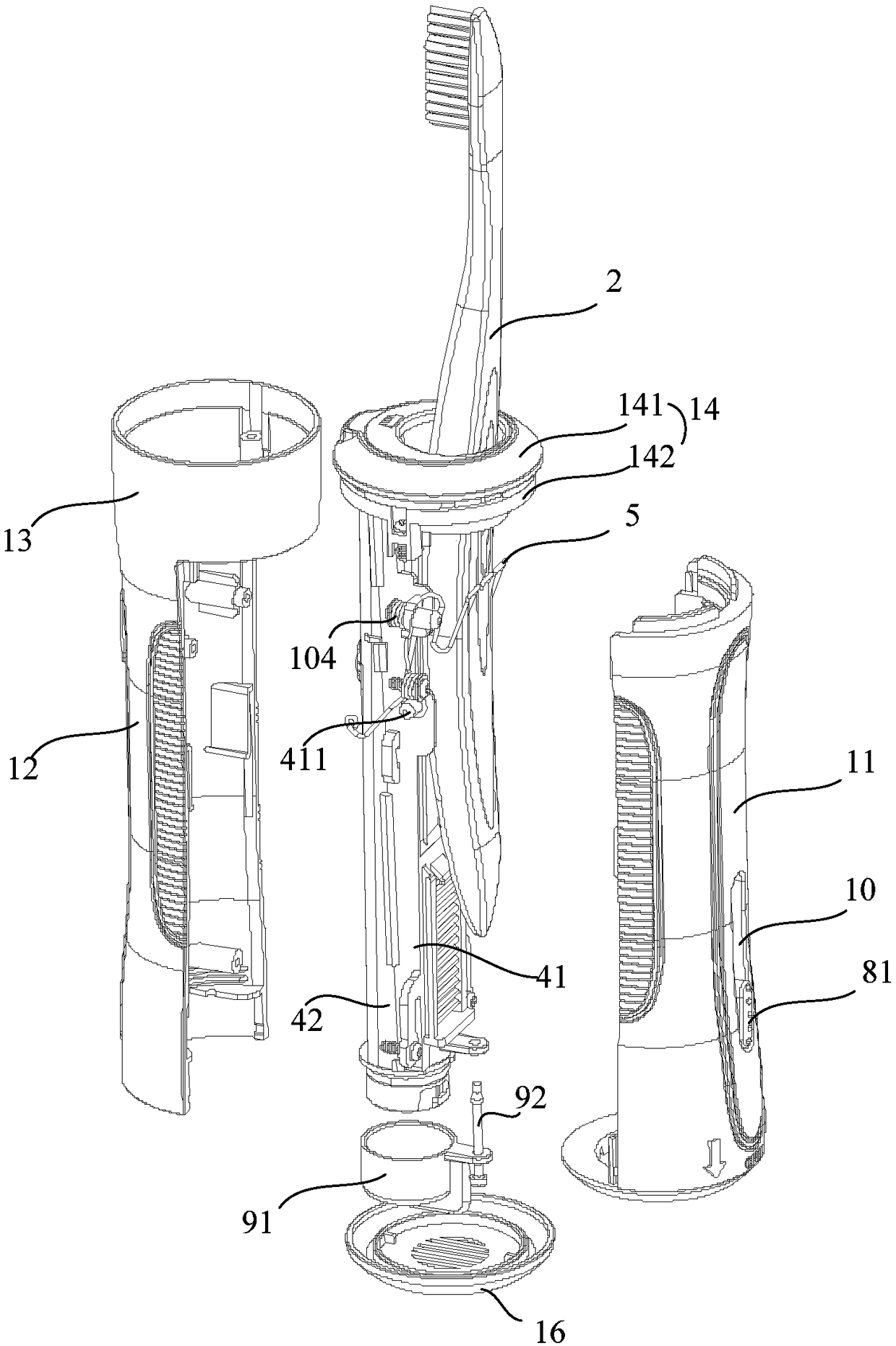 Electric toothbrush handle