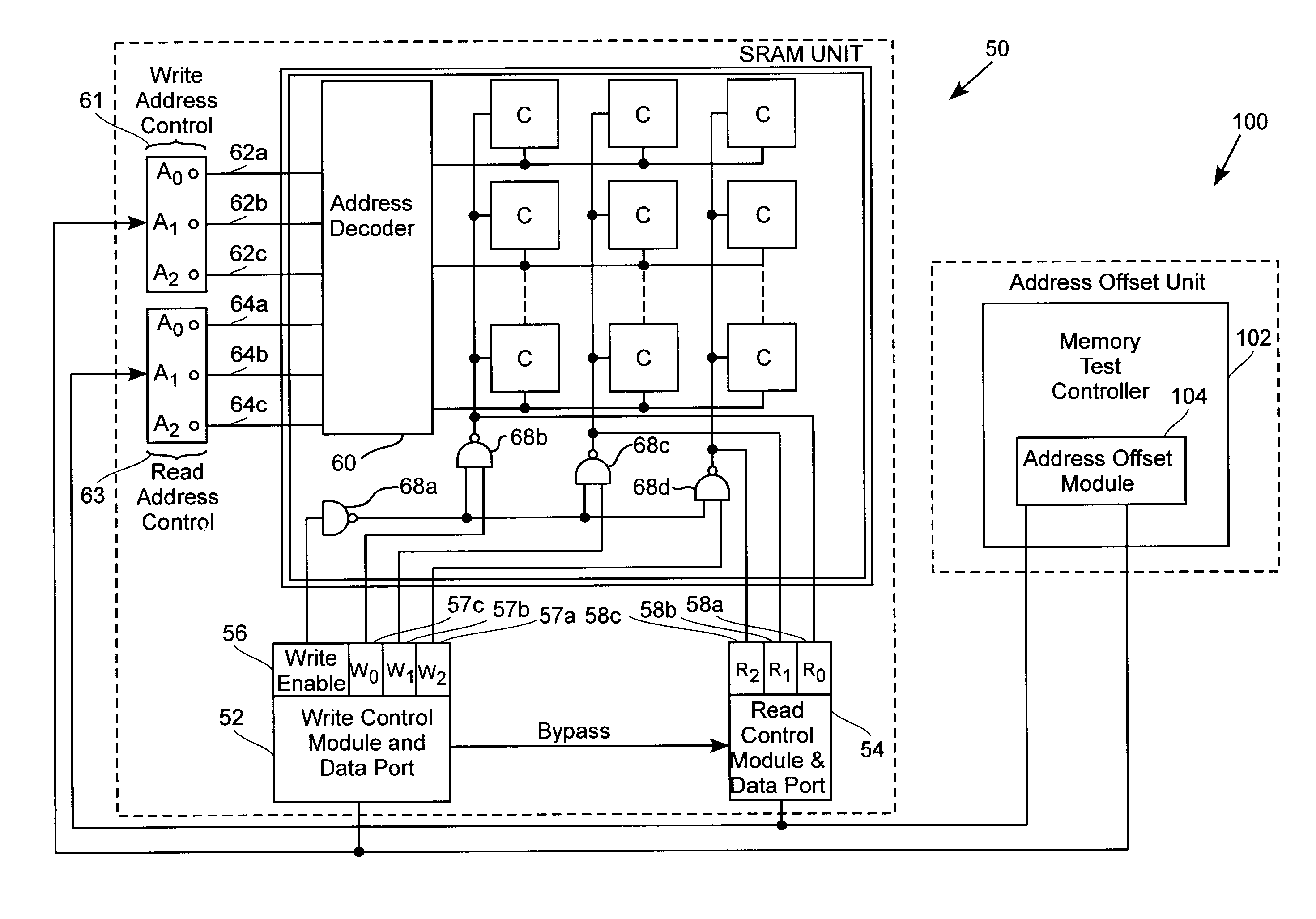 System and method for implementing memory testing in a SRAM unit