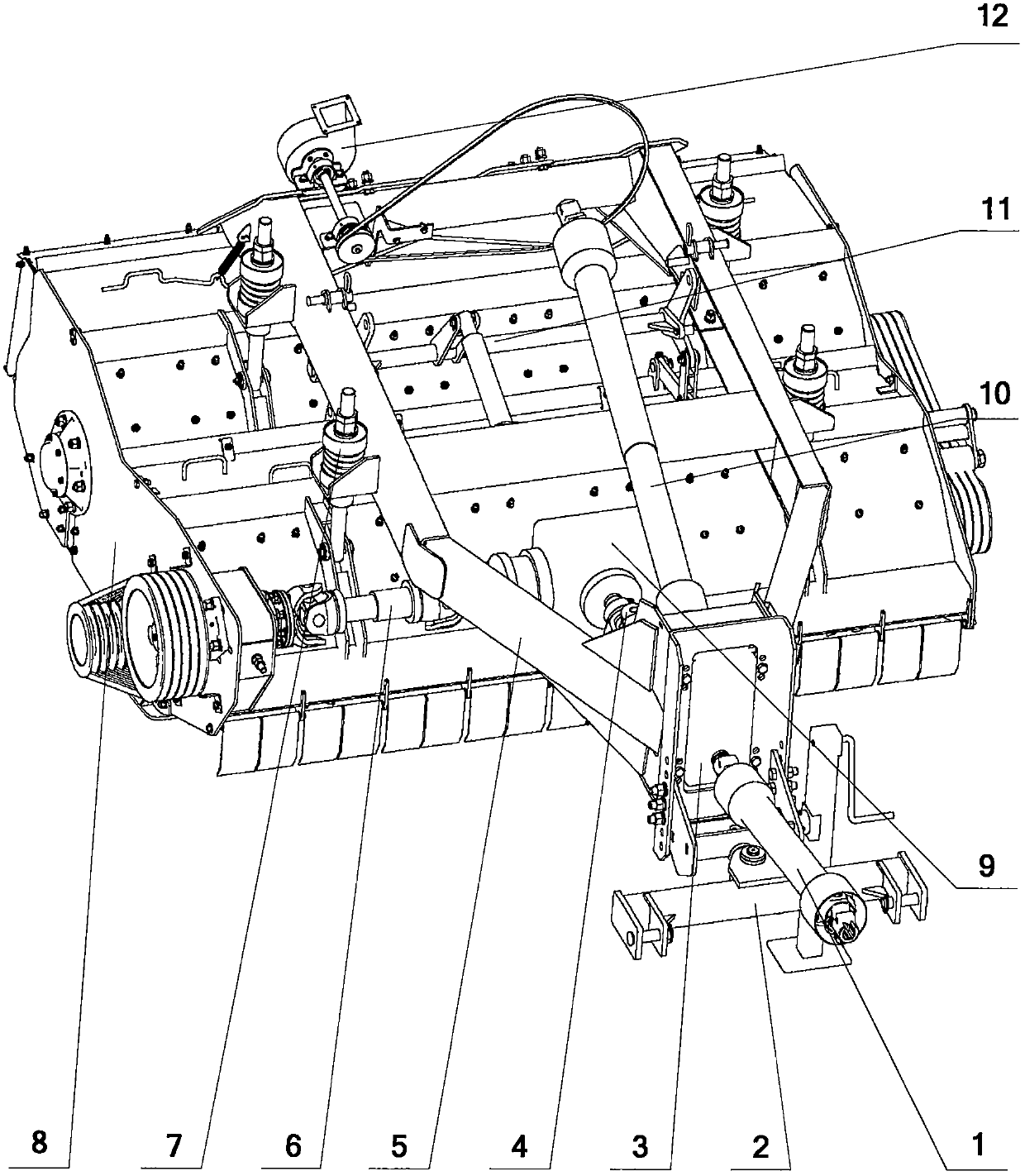 Double cutter shaft cutting and crushing device