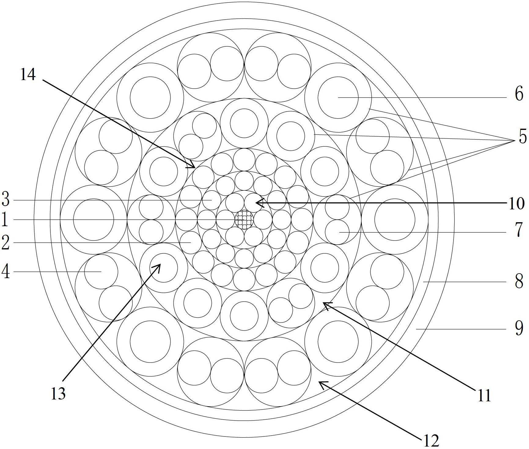 Offshore composite cable with low-temperature resistance, salt spray resistance and high strength