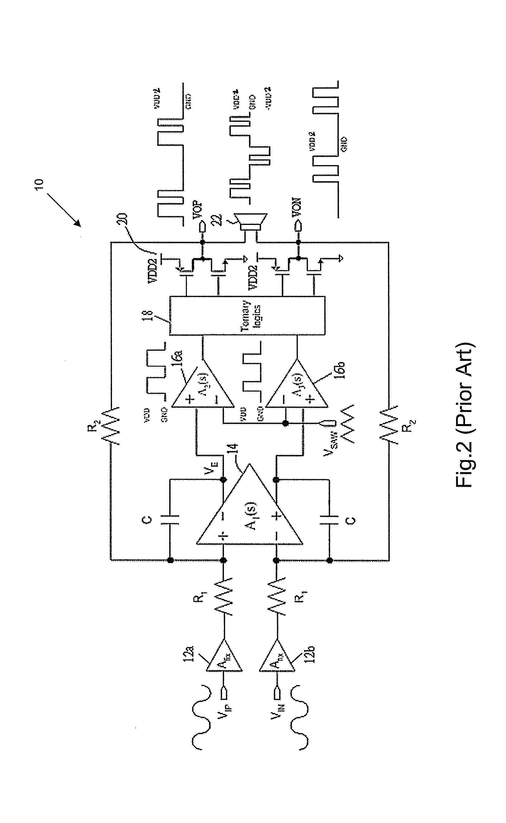 Class-D audio amplifier with half-swing pulse-width-modulation