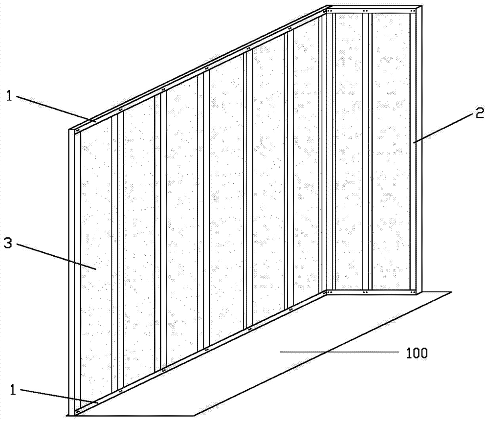 Indoor seamless splicing secondary lightweight partition wall system and rapid construction method of partition wall