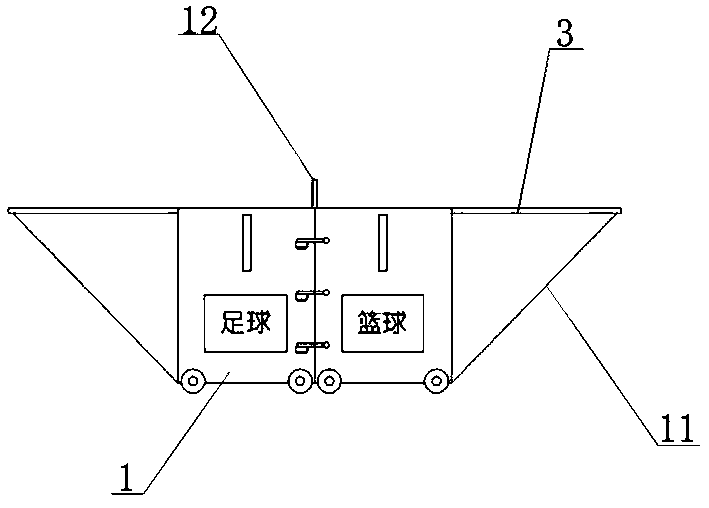 A deformable sports equipment storage car with multiple functions