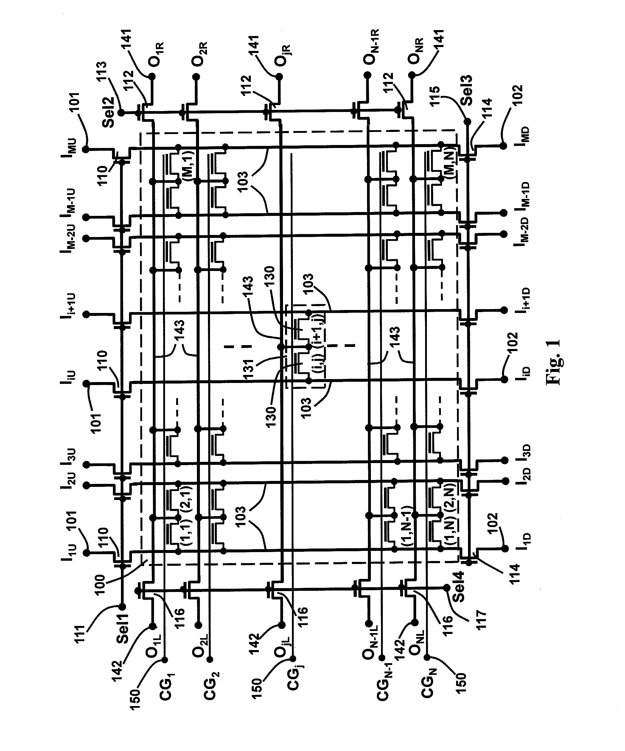 Interconnection matrix using semiconductor non-volatile memory