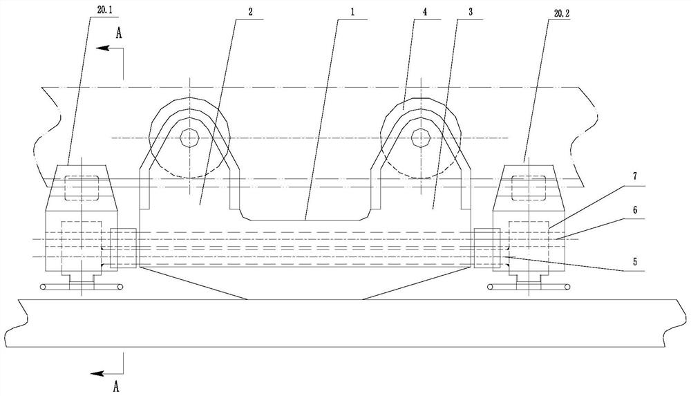 A suspension friction conveyor transport trolley guiding device