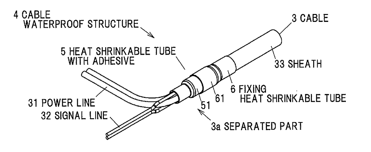 Cable waterproof structure, wire harness, and method of manufacturing wire harness