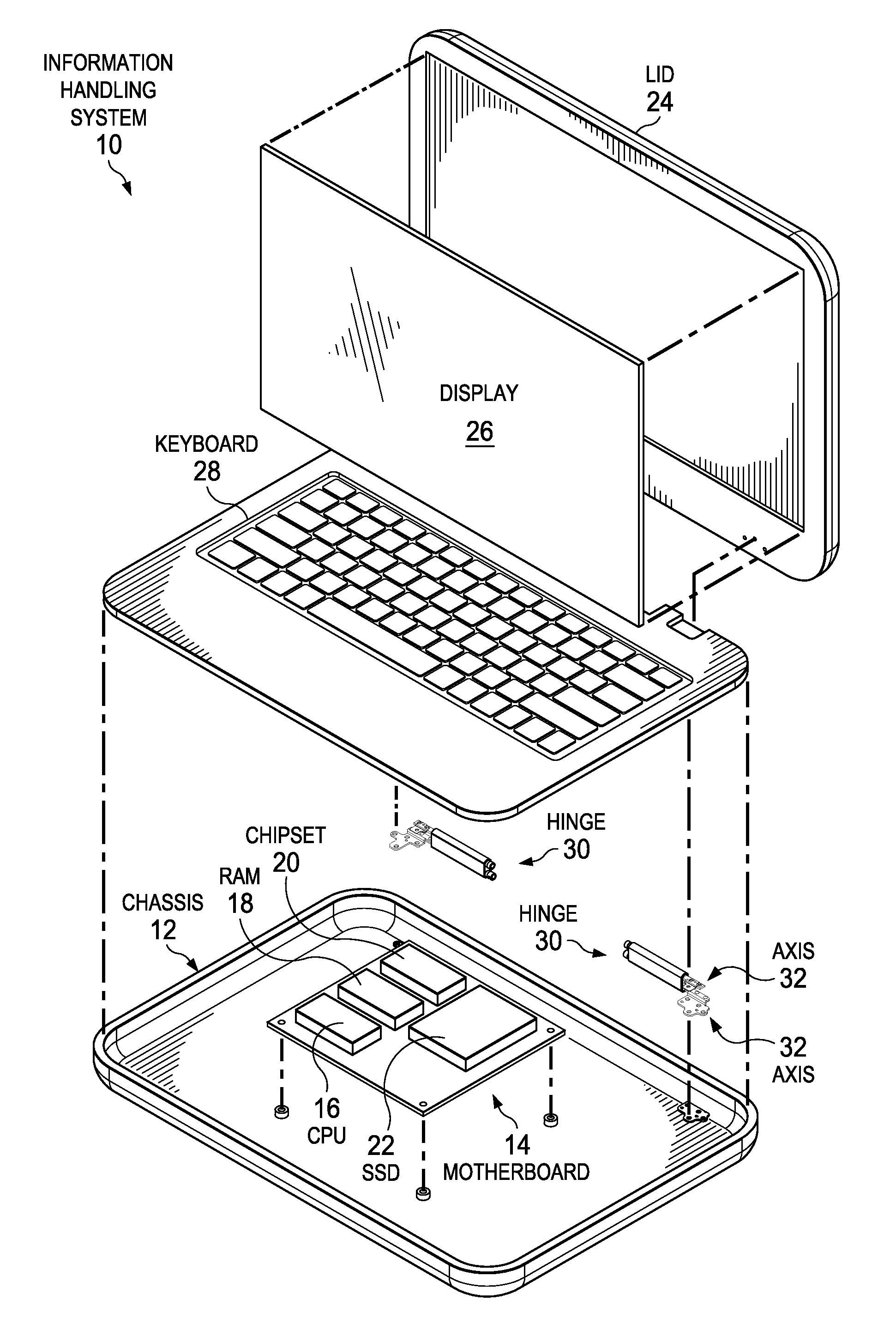 Information Handling System Hinge Support Frame