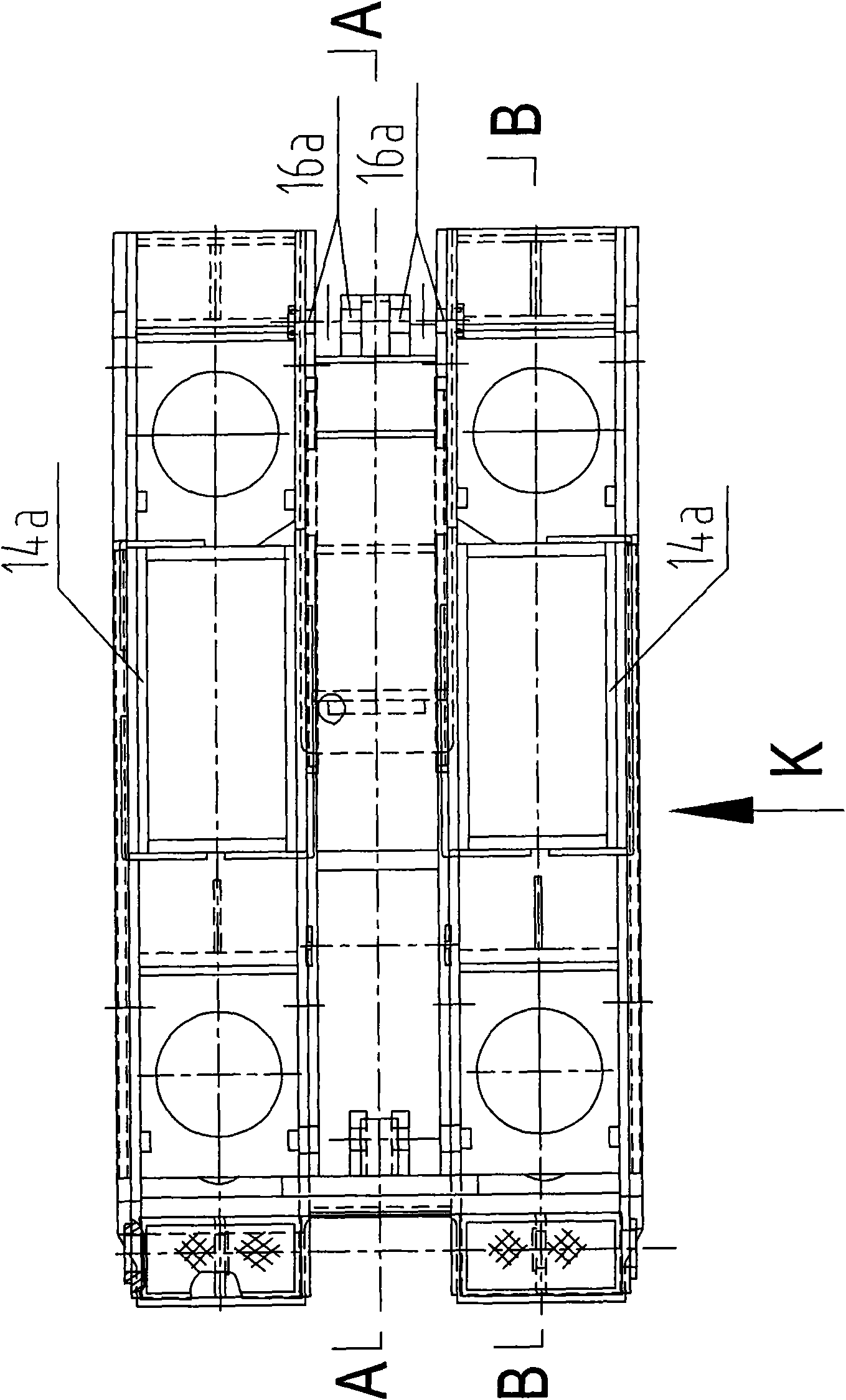 Large-channel straight guide type caving-coal transitional hydraulic bracket