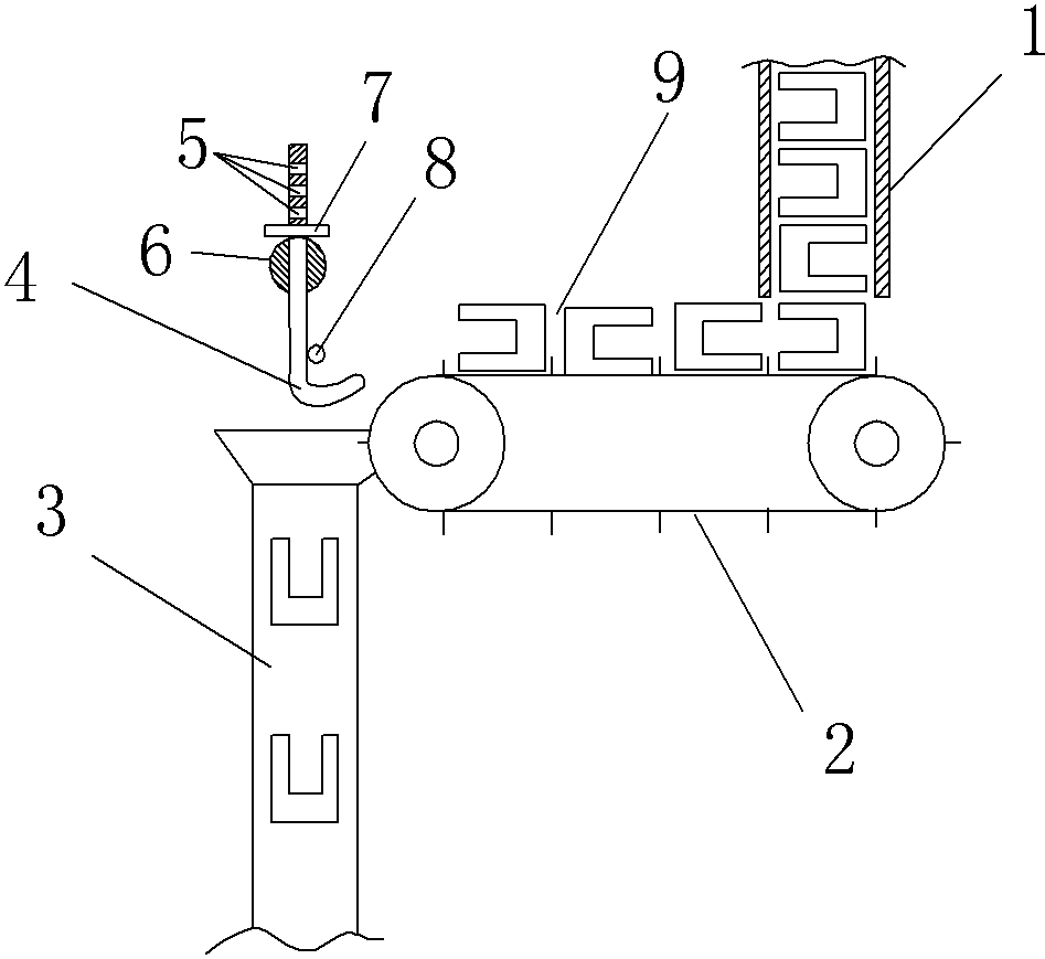 Workpiece orienting device with sliding hook