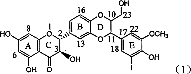 Application of ring E iodine substituted silybin in preparing medicaments for treating viral hepatitis B