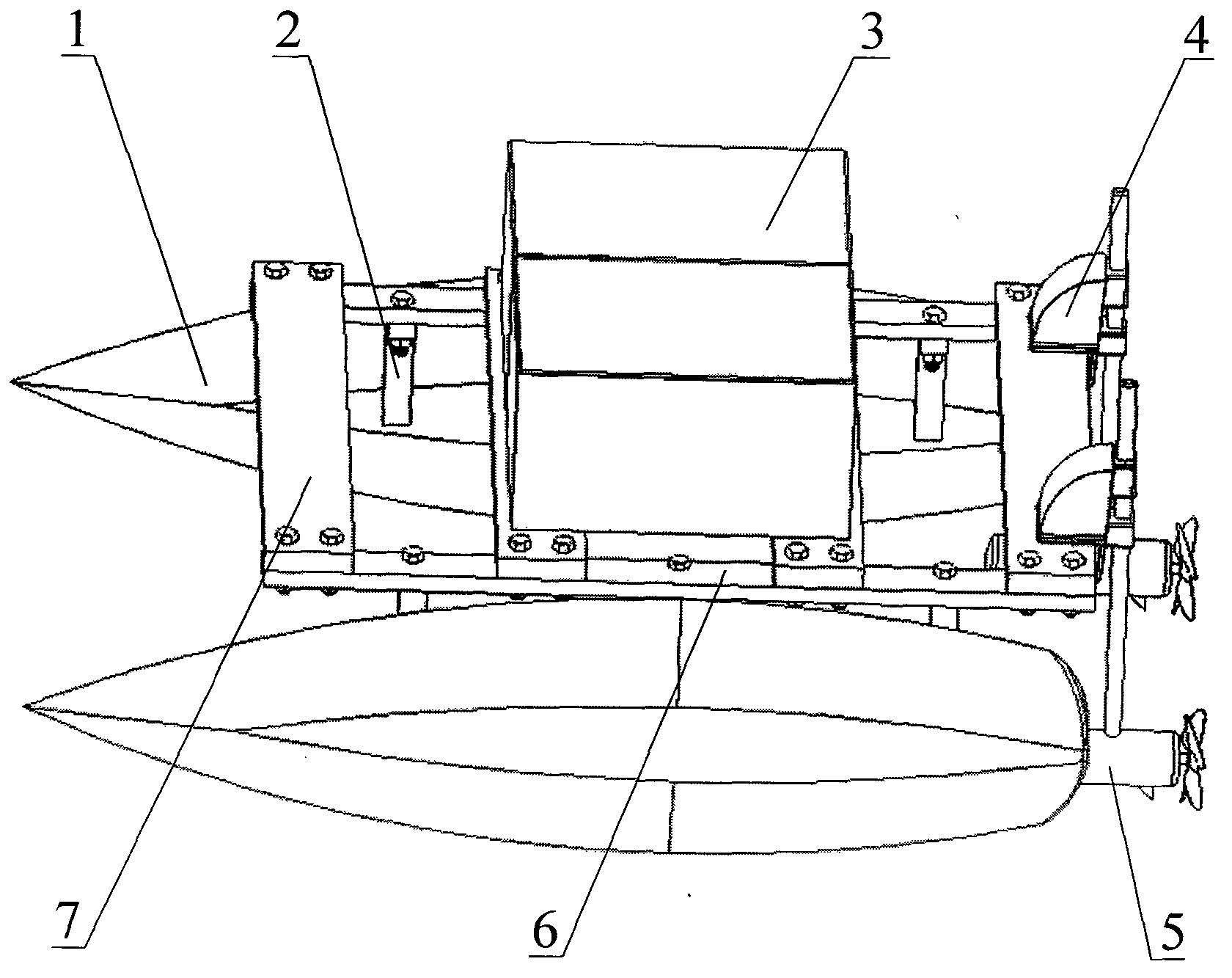 Multifunctional unmanned-boat twin-hull boat structure