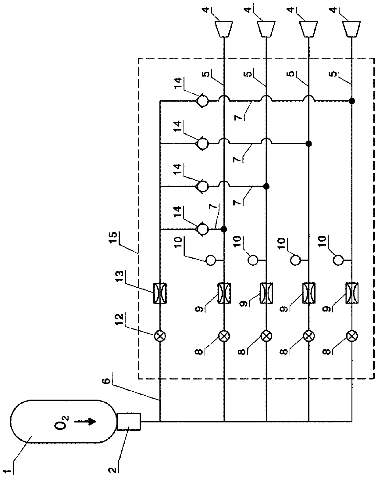 Oxygen emergency supply device for passengers in aircraft, and aircraft with same