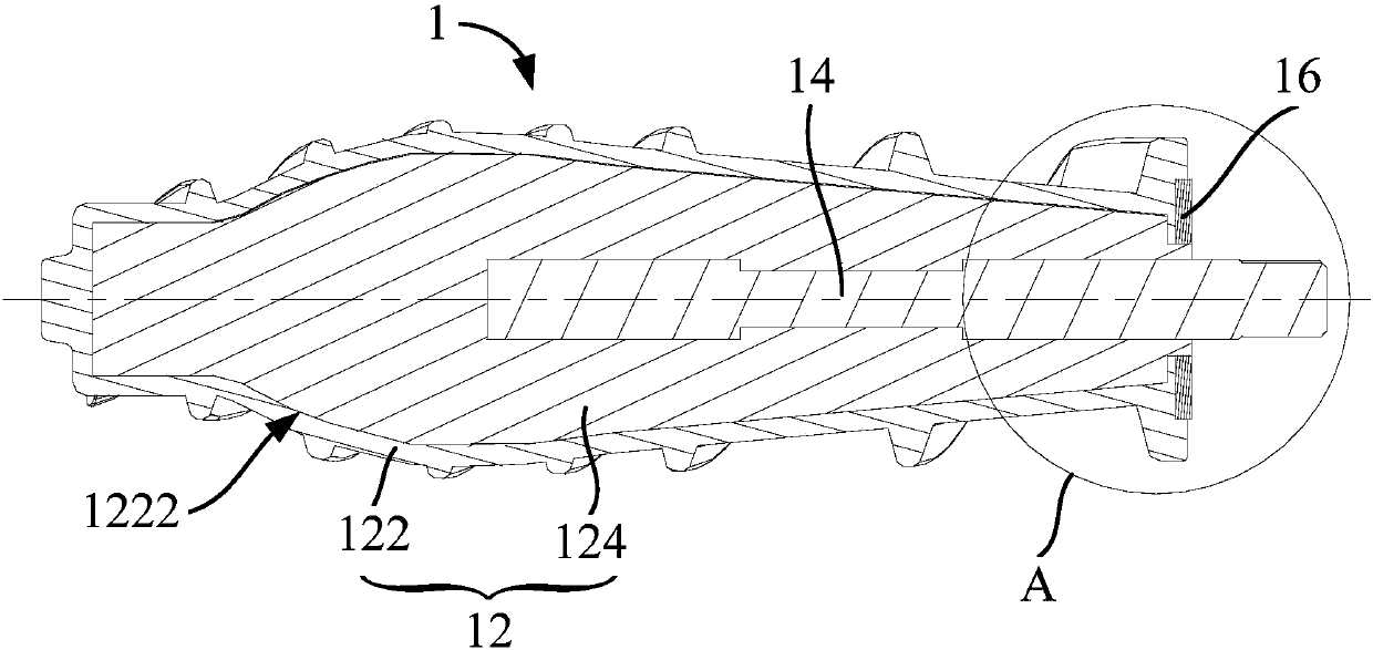 Extruding screw and food processor