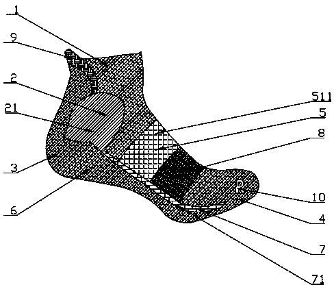 Anti-fatigue bacterium-prevention sock