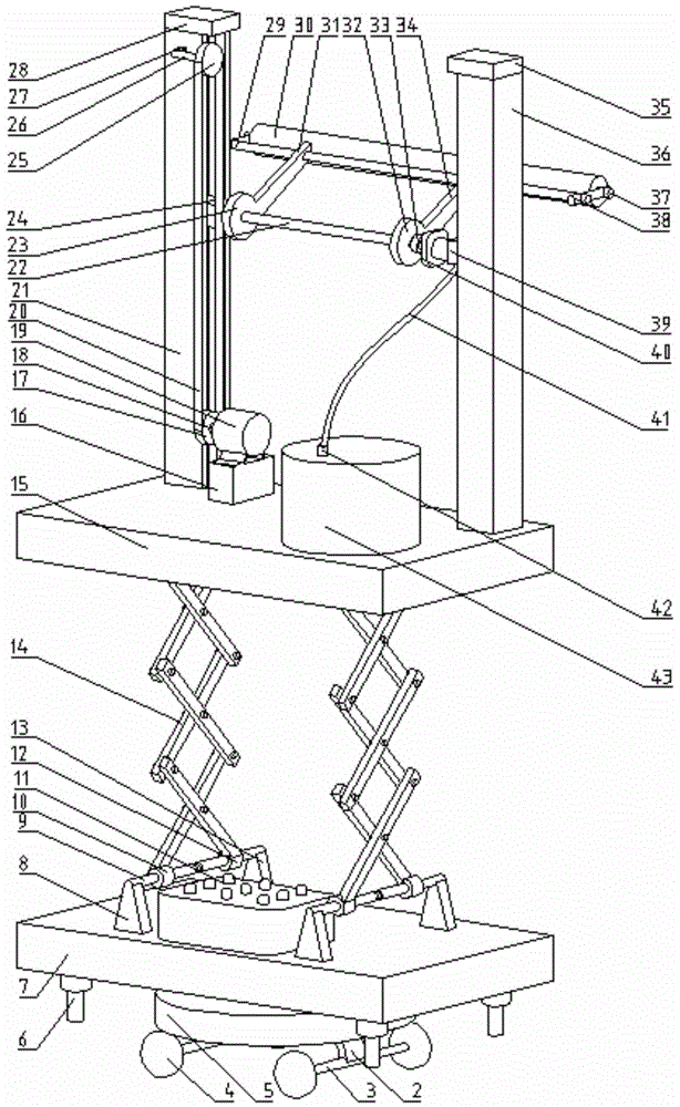 Intelligent shear type lifting wall painting machine fixed in step length and adjustable in working range