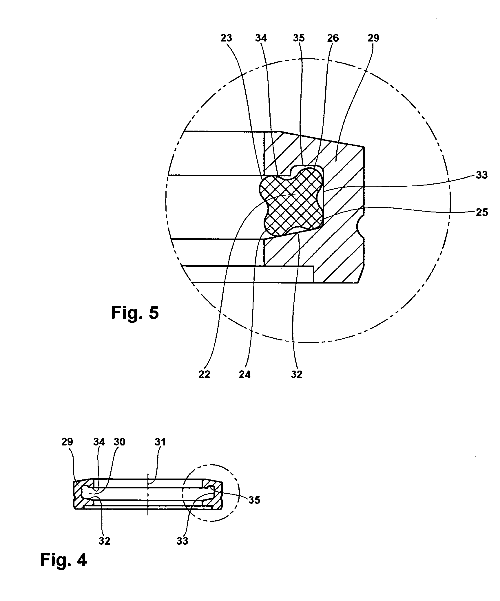 Wiping and/or sealing element as well as process for sealing a piston and clamping and/or support element