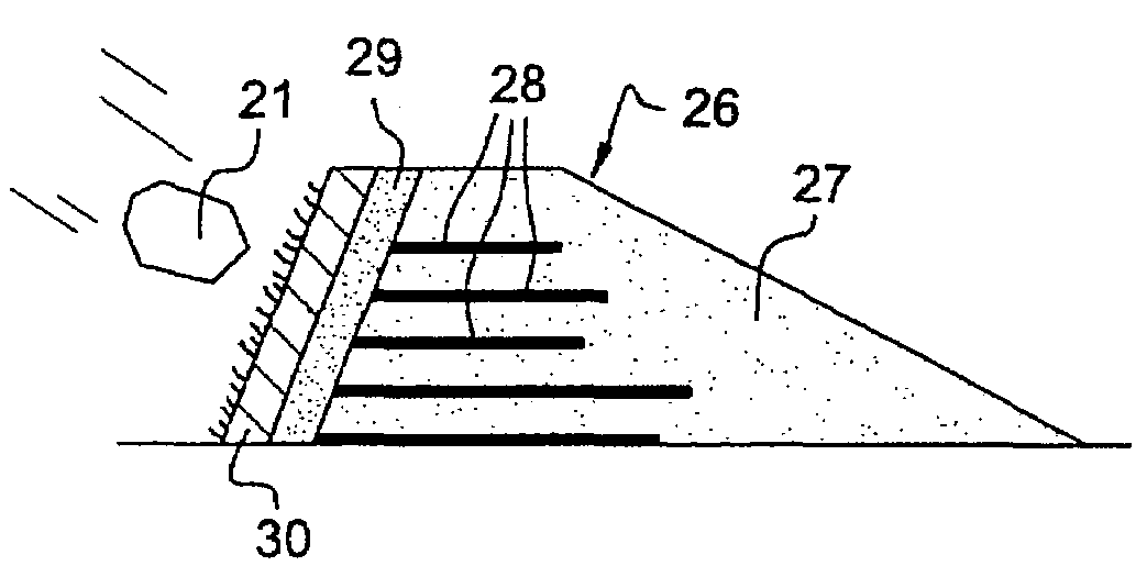 Civil engineering structure, individual construction element and method for reinforcing such a structure