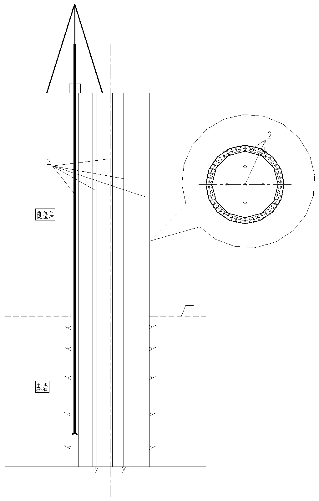 Large-diameter rock-socketed pile rapid construction method and large-diameter rock-socketed pile rapid construction structure