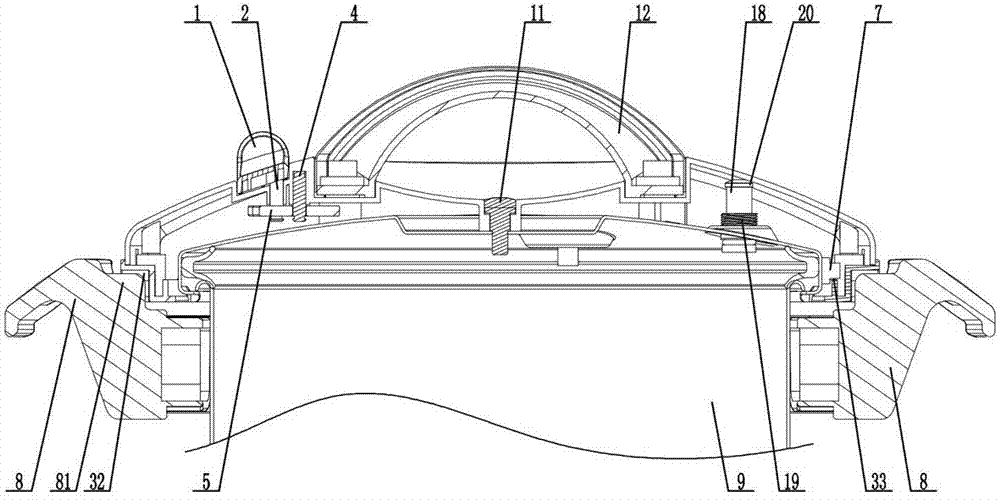 Pressure cooker cover opening and closing structure