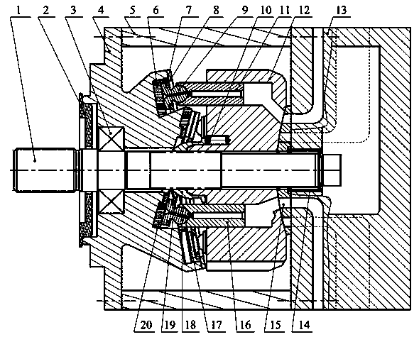 Balanced type double-row large-displacement axial plunger pump