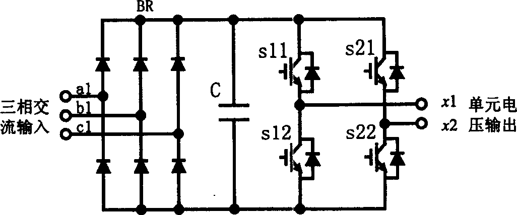 Variable frequency driving device of 3KV-10KV middle-high voltage multi-level three-phase AC motor