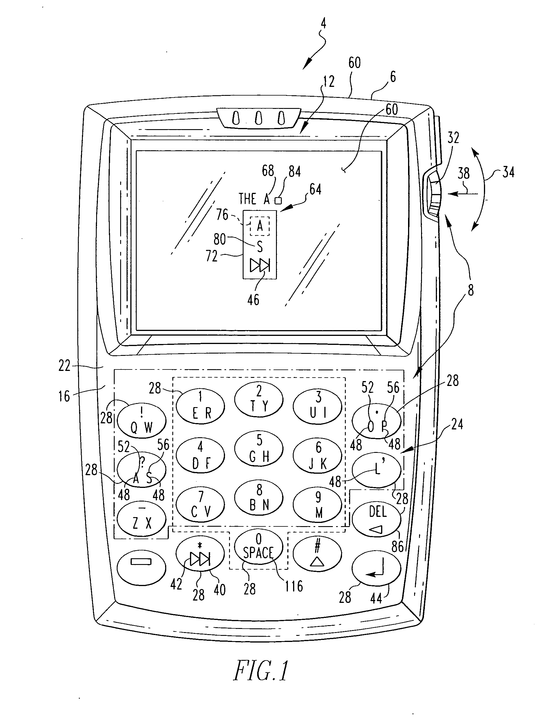 Handheld electronic device with text disambiguation