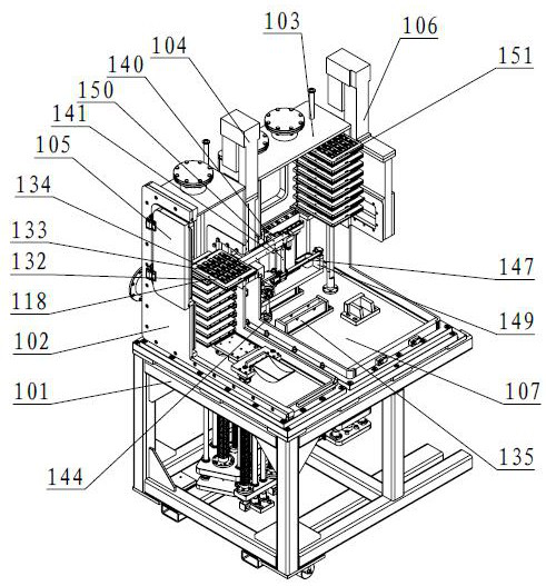 Tray transfer method for microelectronic packaging assembly between high-vacuum sealed cavities