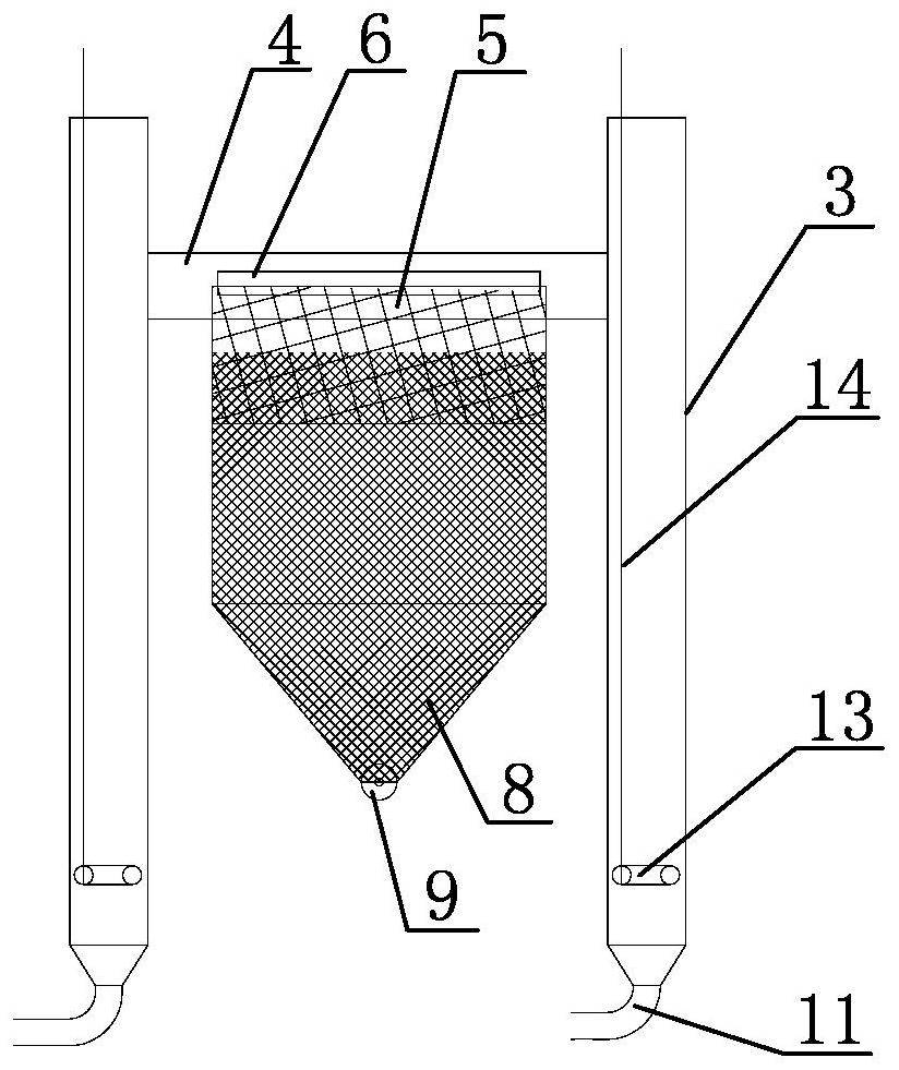 A double-arc continuous concentrated sewage discharge device and method for a shrimp farming system