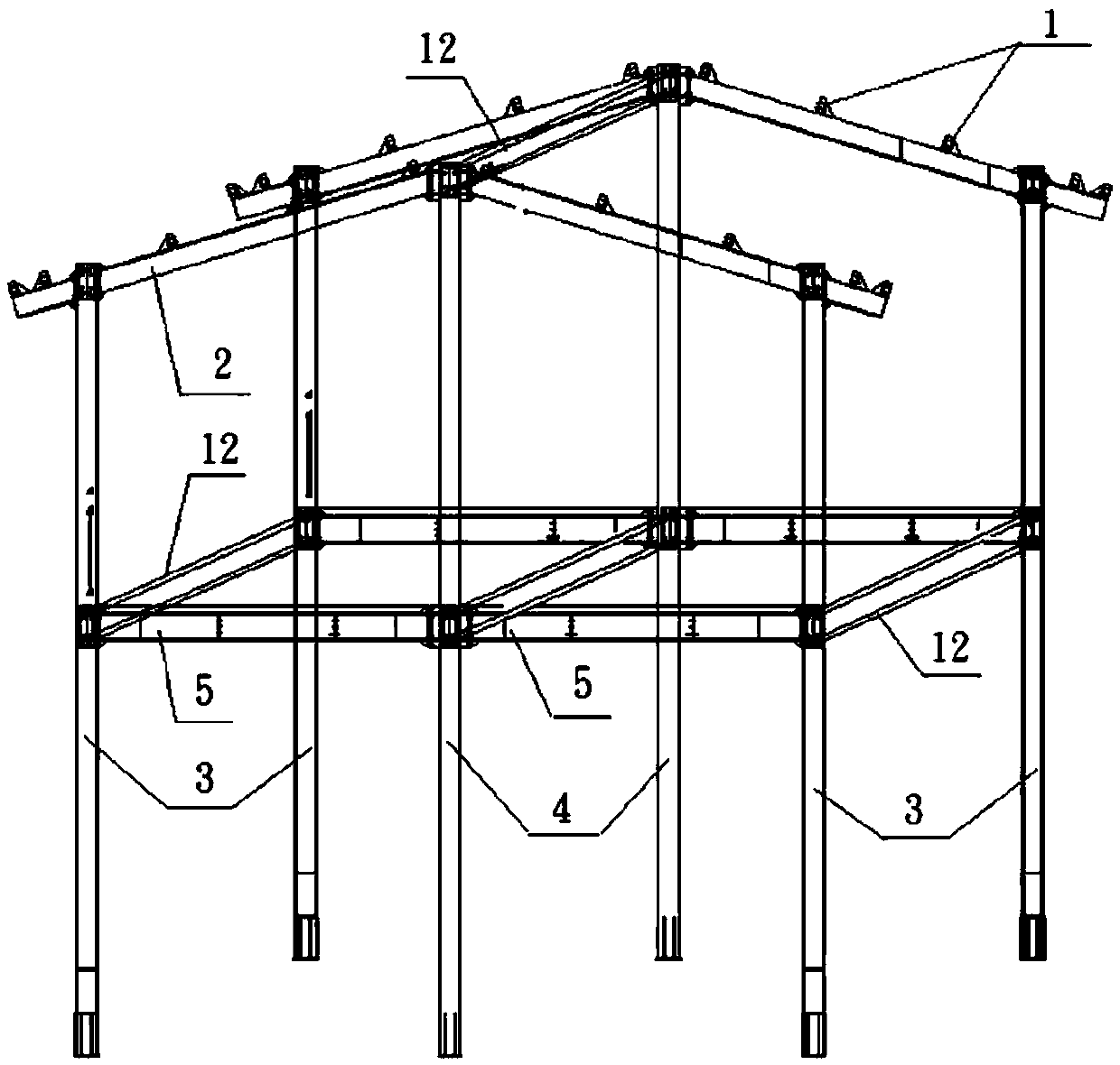 Earthquake-proof folk house steel framework and installation method thereof