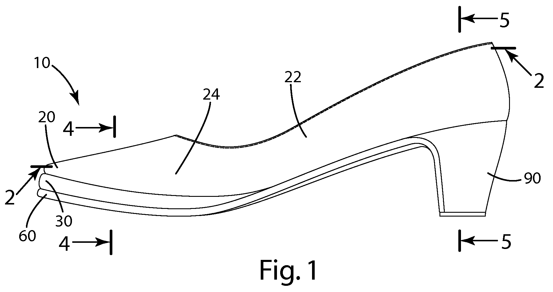 Platform footwear construction and related method