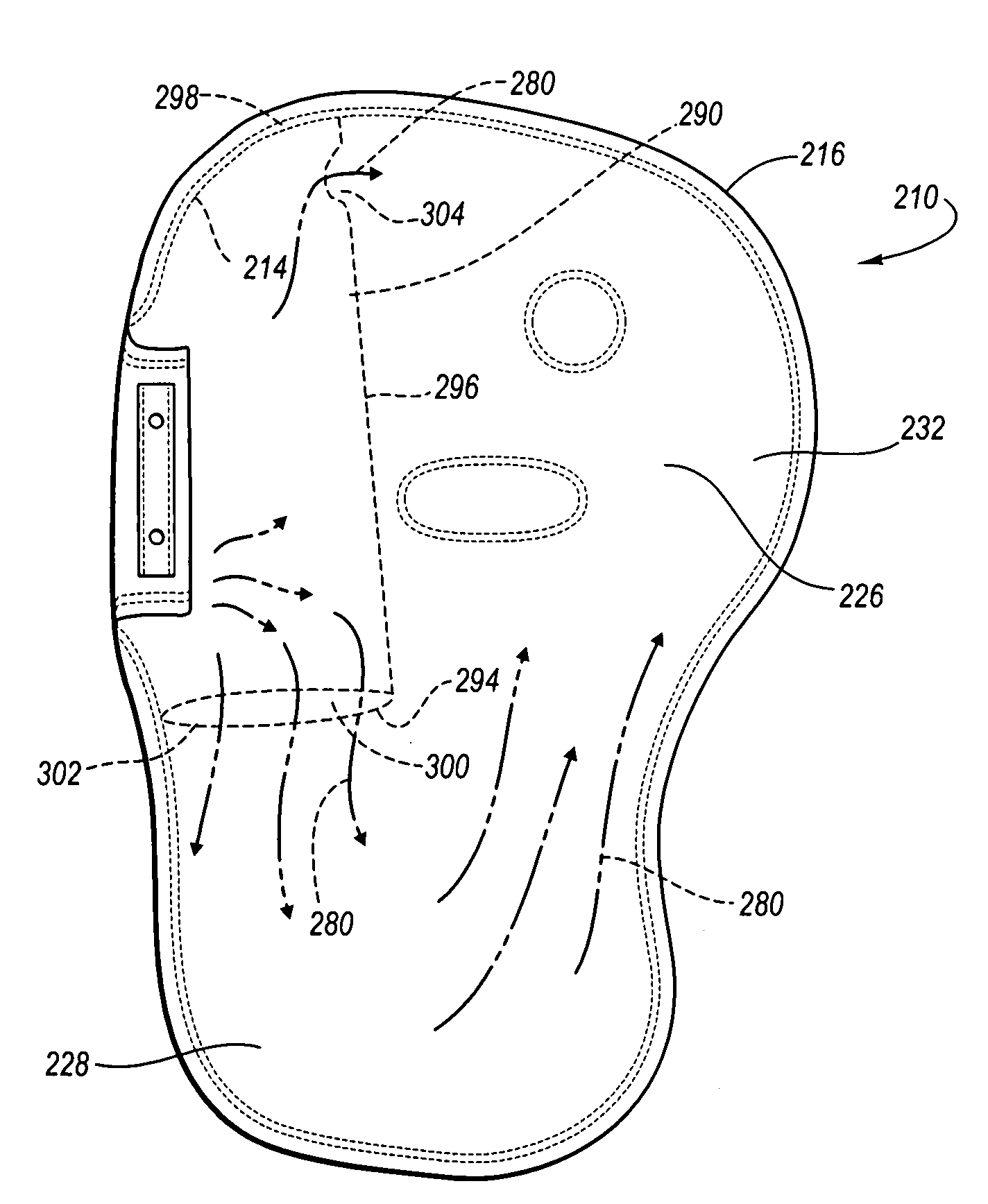 Inflatable airbag with overlapping chamber