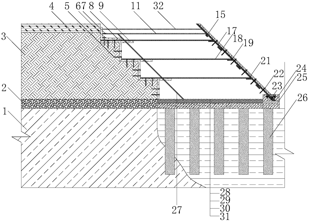 Construction method of splicing widening structure of new and old subgrade light soil based on prefabricated formwork